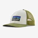 Patagonia P-6 Logo LoPro Trucker Hat - White w/Buckhorn Green