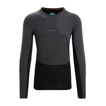 Icebreaker 125 ZoneKnit Long Sleeve Crewe - Jet Heather/Black