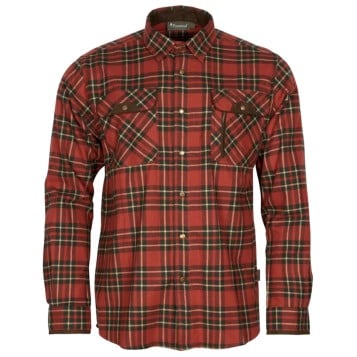 Pinewood Prestwick Exclusive Shirt - Dark Terracotta/Dark Green