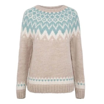 Fuza Wool Helena Sweater Round Neck - Beige