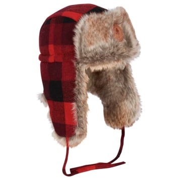 Pinewood Classic Checked fur Hat - Red/Black