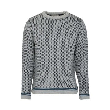 Fuza Wool Nordic Stripe Sweater - Silver Grey